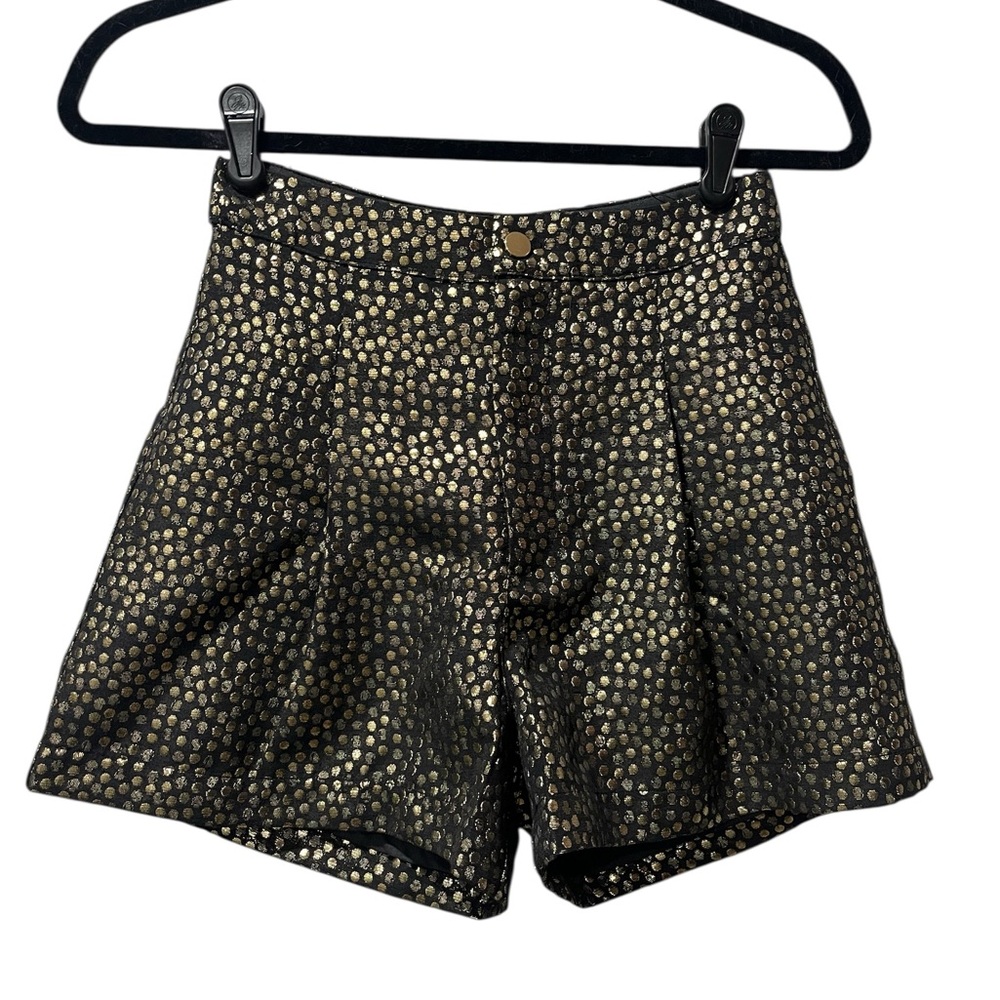 MINKPINK Black‎ And Gold Metallic Dot Shorts Size XS Fancy Party NEW